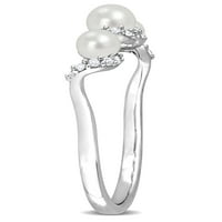 A Miabella női édesvízi tenyésztett gyöngy és Carat T.G.W. Létrehozott fehér zafír sterling ezüst háromköves csavart gyűrű