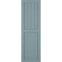Ekena Millwork 15 W 51 H True Fit PVC parasztház lapos panel kombinált rögzített redőnyök, békés kék
