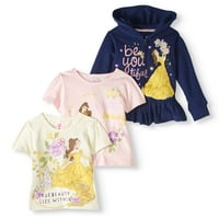 Disney Princess Belle kisgyermek lányok kapucnis és pólók 3 darabos készlet