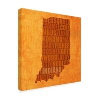 Védjegy Képzőművészet 'Indiana State Words' vászon művészet, a Red Atlas Designs