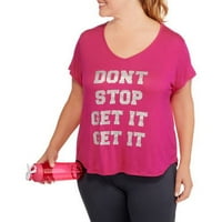 FitSpiration Women's Plus 'Ne hagyja abba, hogy get It' rövid ujjú V-nyakú aktív grafikus póló