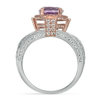 Adina & Co. kéttónusú sterling ezüst 4. CTTW Purple Ametisztgyűrű - rózsaszín