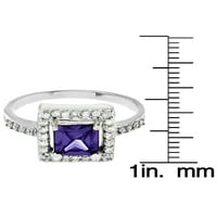 Tengerparti ékszerek sterling ezüst párna vágott lila köbös cirkónium -gyűrű