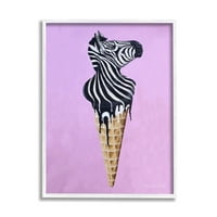 Stupell Industries Csíkos Zebra fagylalt kúp lila háttér 30, Coco de Paris tervezése