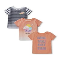 Garanimals kislányok és kisgyermek lányok grafikus pólói, 3 csomag