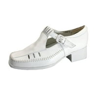 Órás kényelem juno női szélességű T-irtasz-szíj kényelmi bőr cipő fehér 6,5