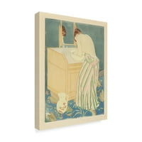 Védjegy Képzőművészet 'Nő fürdés' vászon művészet, Mary Stevenson Cassatt