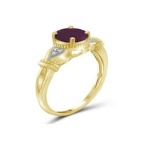 1. Carat T.G.W. Ruby drágakő és fehér gyémánt akcentus arany ezüst gyűrű felett