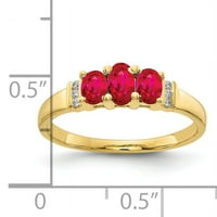 Primal Gold Karat sárga arany hármas rubin és gyémánt 3-kő gyűrű