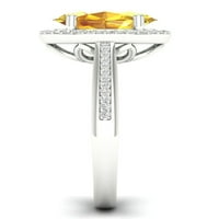 Imperial drágakő 10K fehér arany ovális vágás citrin ct tw gyémánt halo női gyűrű