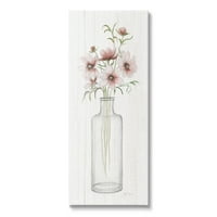 Rózsaszín virágvirág váza botanikai és virágos grafikus galéria csomagolt vászon nyomtatott fali művészet