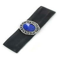 Tengerparti ékszerek kék achát kő állítható fekete mandzsetta karkötő