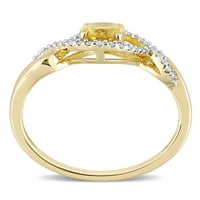 Carat T.G.W. Citrin és Carat T.W. Gyémánt 10KT sárga arany halo végtelen gyűrű