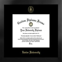Xavier Egyetem 11W 8.5 h Manhattan fekete egy szőnyeg arany dombornyomott Diploma keret bónusz Campus képek litográfia