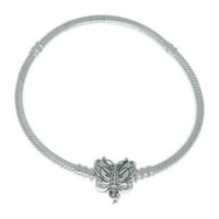 Pandora női sterling ezüst kígyó lánc varázsa karkötő pillangó kapocs