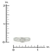 1 2CTTW Diamond Double Halo kerek menyasszonyi gyűrű sterling ezüstben az eljegyzéshez és az esküvőhöz