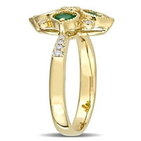 Miabella női karátos T.G.W. Smaragd és Carat T.W. Gyémánt 14KT sárga arany geometriai gyűrű