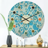 Designart 'Hexagon Retro Pattern IV' Század közepe Modern fa falóról