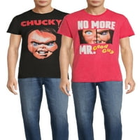 Chucky Mens & Big Férfiak Nincs több Mr. Good Guy grafikus póló, 2-Pack, Méret S-3XL