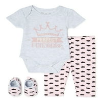 Vegye fel a kapcsolatot a Baby Girl Bodysuit -szal, Leggings & Shoe ruhával, készlet