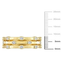 Carat T.W. Létrehozott gyémánt 18KT sárga aranyozott sterling ezüst egymásra rakható gyűrű