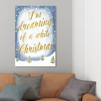 Wynwood Studio Holiday és szezonális fali művészet vászon nyomtatványok „Fehér karácsonyi” ünnepek - arany, kék
