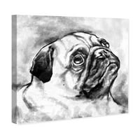 Runway Avenue állatok fali művészet vászon nyomtatványok „mopsz” kutyák és kölyökkutyák - fekete, fehér