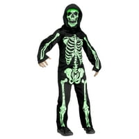Szórakoztató World Skeleton Phantom Green Halloween ijesztő jelmez, nagy fiúk férfi gyerek