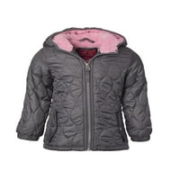 Rózsaszín platina steppelt kabát Sherpa bélelt motorháztetővel