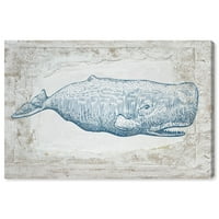Wynwood Studio Hautical and Coastal Wall Art vászon nyomtatványok 'Blue Whale' Home Dekor, 30 20