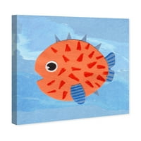 Wynwood Studio Animals Wall Art vászon Blowfish baba állatok - kék, narancssárga