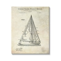 Stupell Industries Vintage Sailboat vízijármű -diagram szabadalmi szöveg Blueprint Canvas Wall Art, 40, Karl Hronek tervezése
