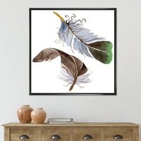 Designart 'Absztrakt zöld madár toll a szárnyból' bohém és eklektikus keretes vászon fali művészet