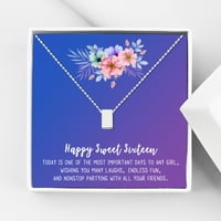Anavia Boldog édes tizenhat nyaklánc, 16. születésnapi kártya ajándék, lánya születésnapi ajándék, édes nyaklánc a lányhoz-[ezüst