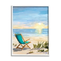 A Stupell Indperies összecsukható szék naplemente tengerparti táj nyári ombre égbolt, 30, Julie Derice tervezése